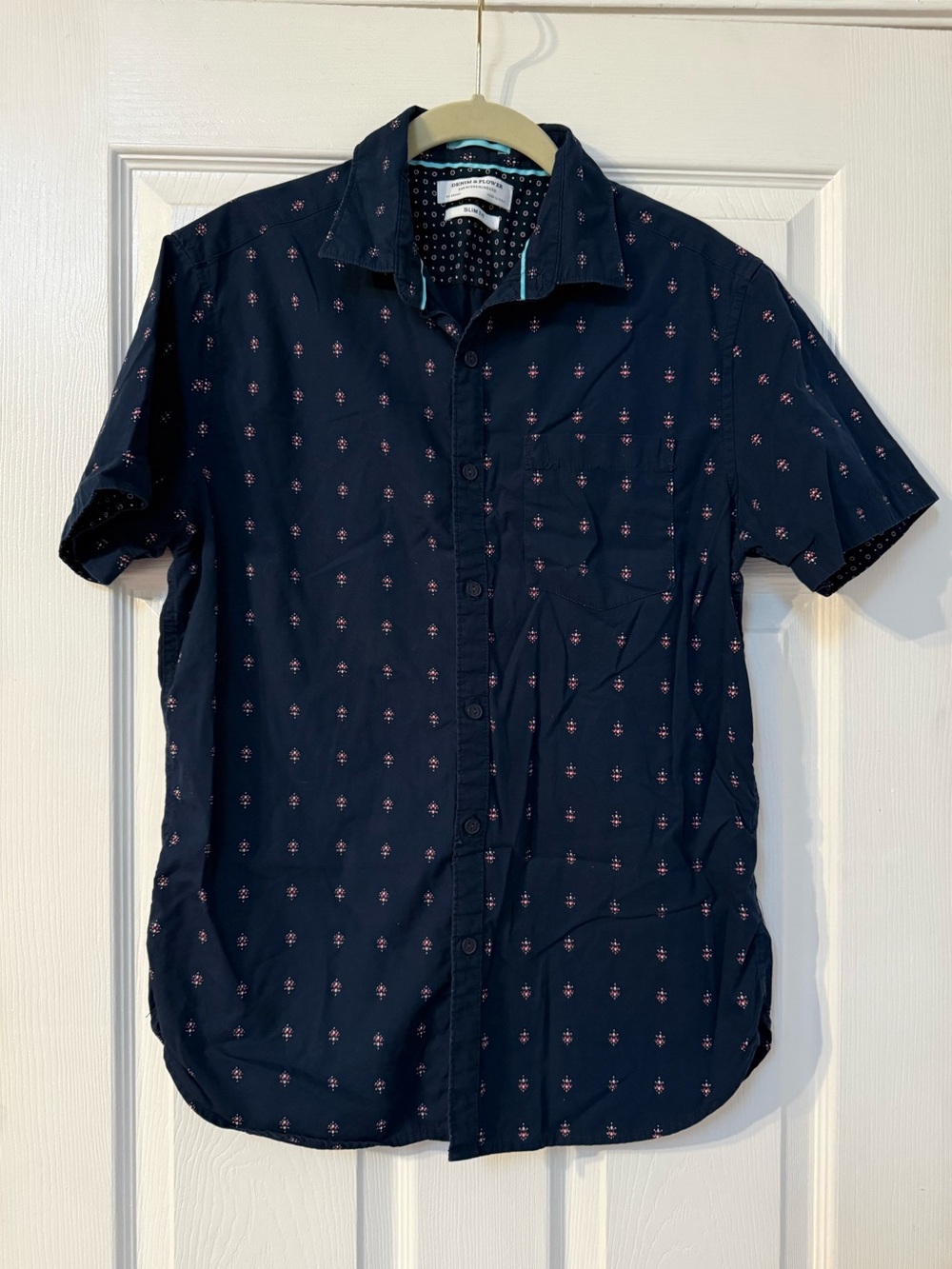 Denim & Flower Navy Short-Sleeve Button-Down